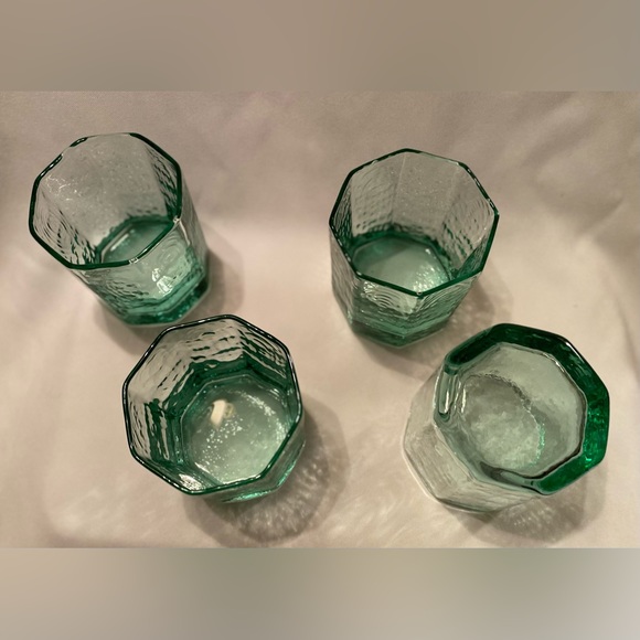 Libbey Glass Old Fashioned Facets Green Set of 4 - Picture 6 of 6